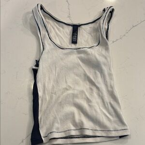 Skims white/navy cotton rib tank